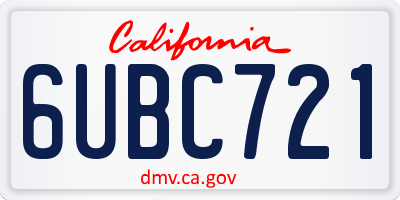 CA license plate 6UBC721