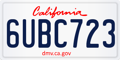 CA license plate 6UBC723