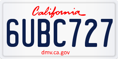 CA license plate 6UBC727