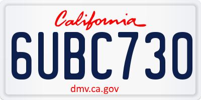 CA license plate 6UBC730