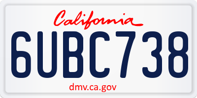 CA license plate 6UBC738