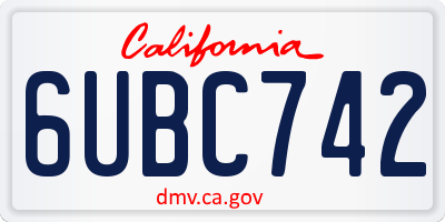CA license plate 6UBC742