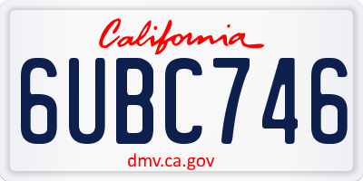 CA license plate 6UBC746