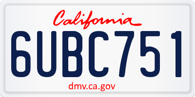 CA license plate 6UBC751