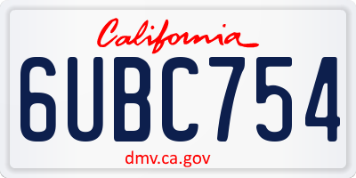 CA license plate 6UBC754