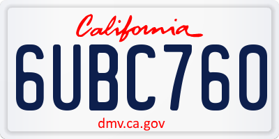 CA license plate 6UBC760