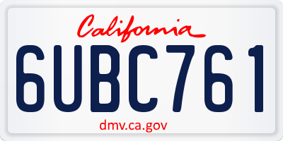 CA license plate 6UBC761