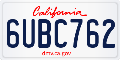 CA license plate 6UBC762