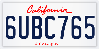 CA license plate 6UBC765