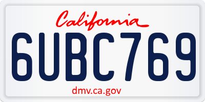 CA license plate 6UBC769