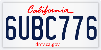 CA license plate 6UBC776