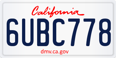 CA license plate 6UBC778