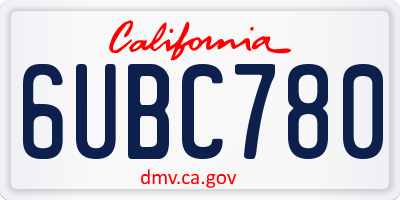 CA license plate 6UBC780