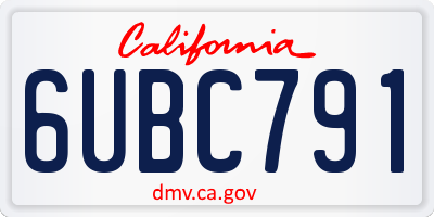 CA license plate 6UBC791