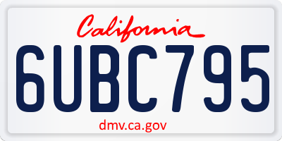 CA license plate 6UBC795