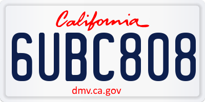 CA license plate 6UBC808