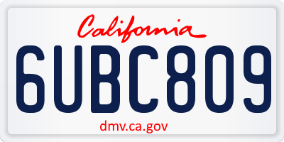 CA license plate 6UBC809