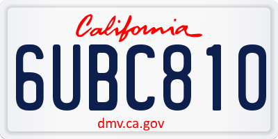 CA license plate 6UBC810