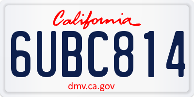 CA license plate 6UBC814
