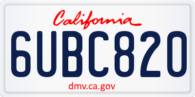CA license plate 6UBC820