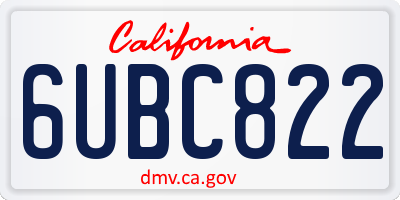 CA license plate 6UBC822