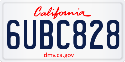 CA license plate 6UBC828