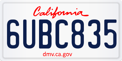 CA license plate 6UBC835