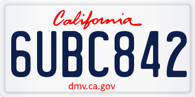 CA license plate 6UBC842