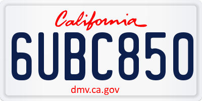 CA license plate 6UBC850