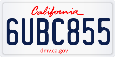 CA license plate 6UBC855