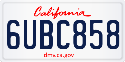CA license plate 6UBC858