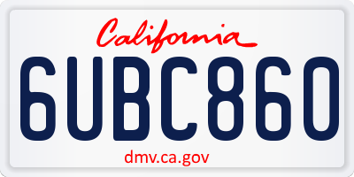 CA license plate 6UBC860