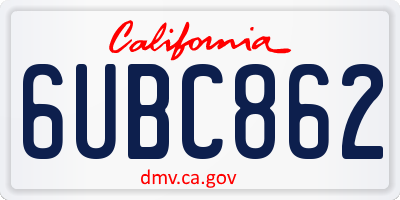 CA license plate 6UBC862