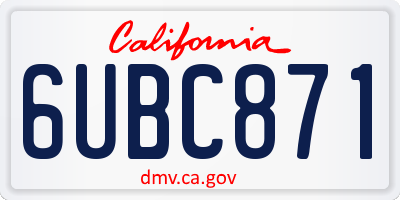 CA license plate 6UBC871