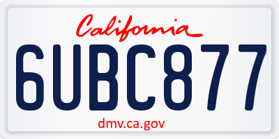 CA license plate 6UBC877