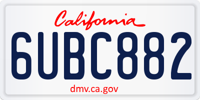 CA license plate 6UBC882