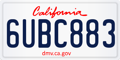 CA license plate 6UBC883