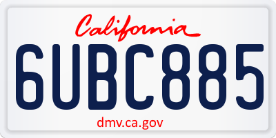 CA license plate 6UBC885