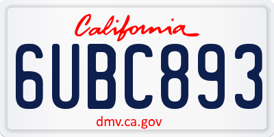 CA license plate 6UBC893