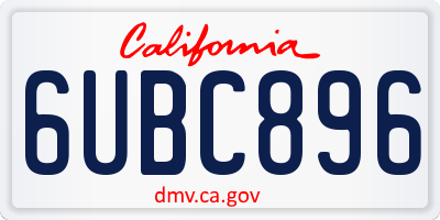 CA license plate 6UBC896