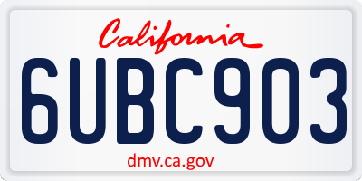 CA license plate 6UBC903