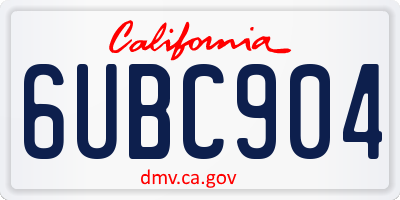 CA license plate 6UBC904