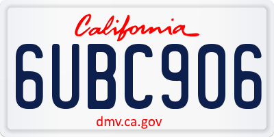 CA license plate 6UBC906
