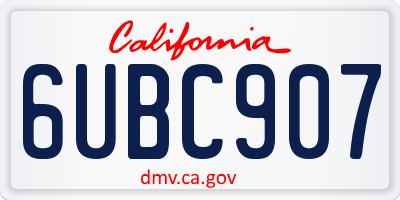 CA license plate 6UBC907