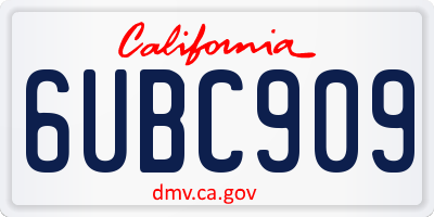 CA license plate 6UBC909