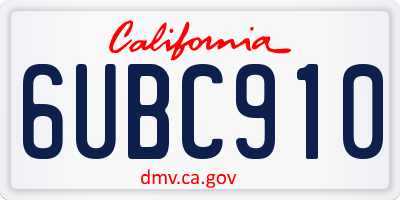 CA license plate 6UBC910