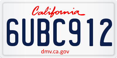 CA license plate 6UBC912