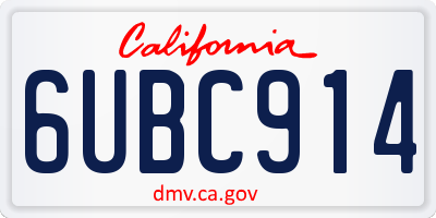 CA license plate 6UBC914