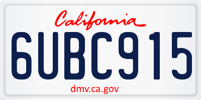 CA license plate 6UBC915