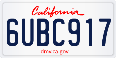 CA license plate 6UBC917